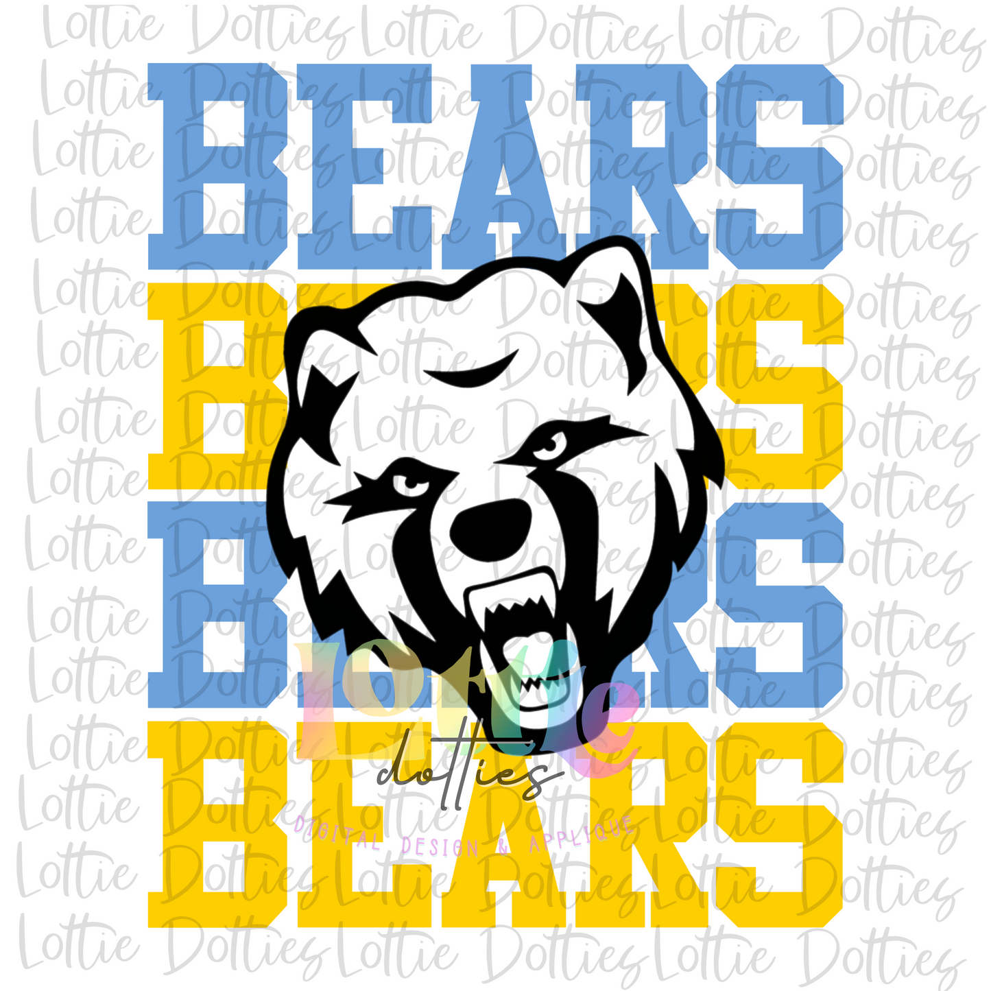 Bears PNG - Bears sublimation design - Digital Download - Carolina Blue and Yellow