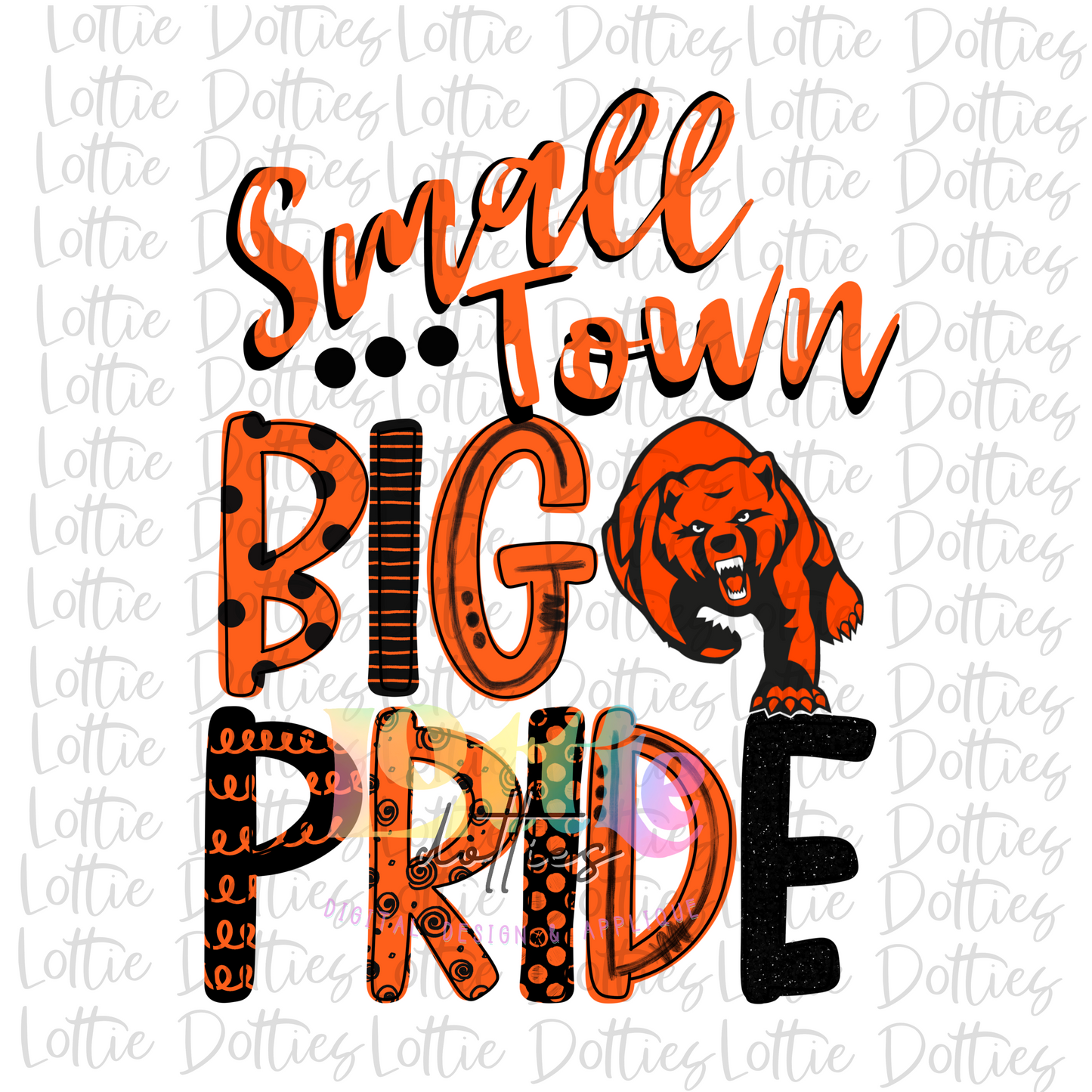 Small Town Big Pride Bears - PNG - Sublimation - Digital Download - Black and Orange