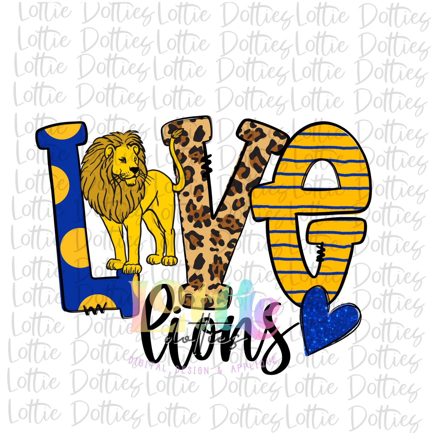 Love Lions PNG - Lions - Sublimation Design - Digital Download - Royal and Gold