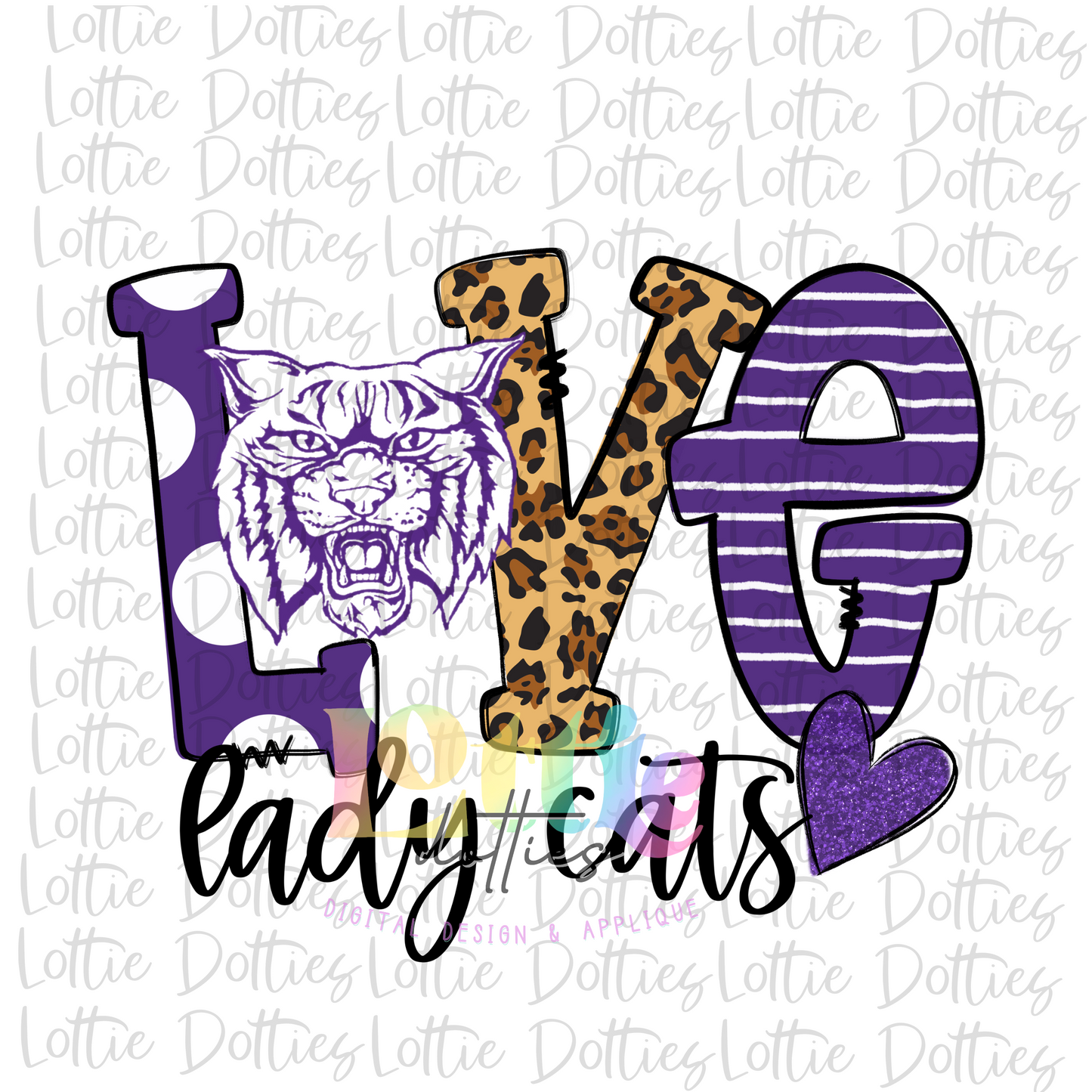 Love Wildcats PNG - Wildcats Sublimation - Digital Download - Purple and White