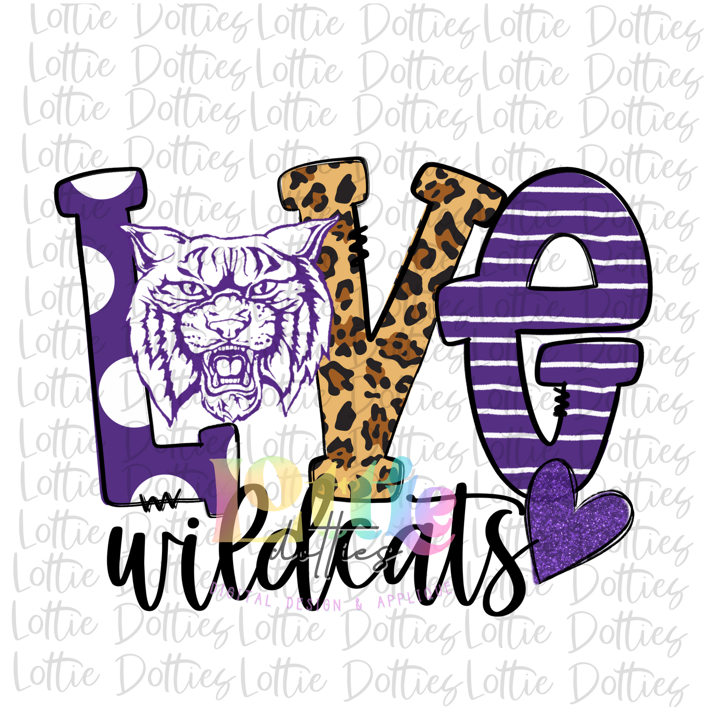 Love Wildcats PNG - Wildcats Sublimation - Digital Download - Purple and White