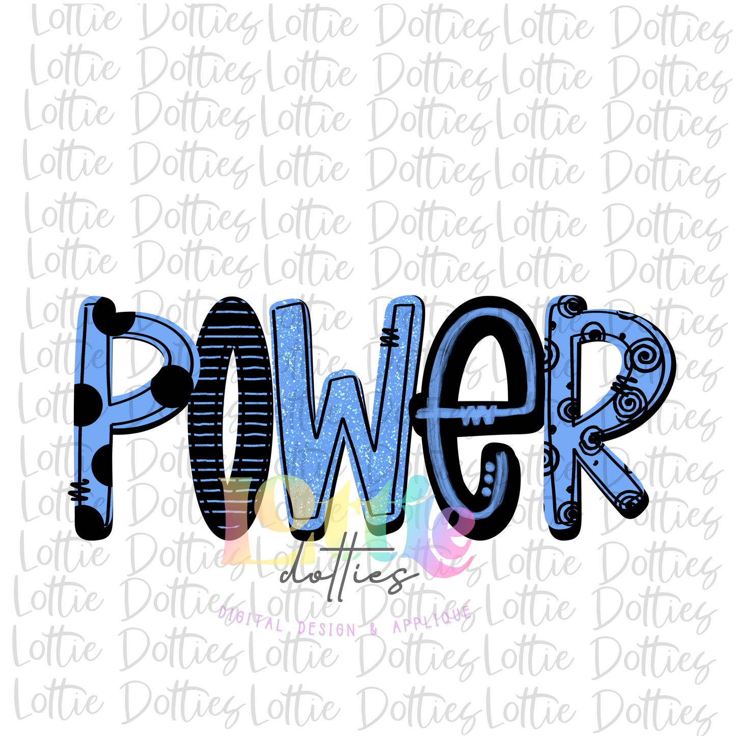 Power PNG - Power Sublimation - Digital Download - Blue and Black