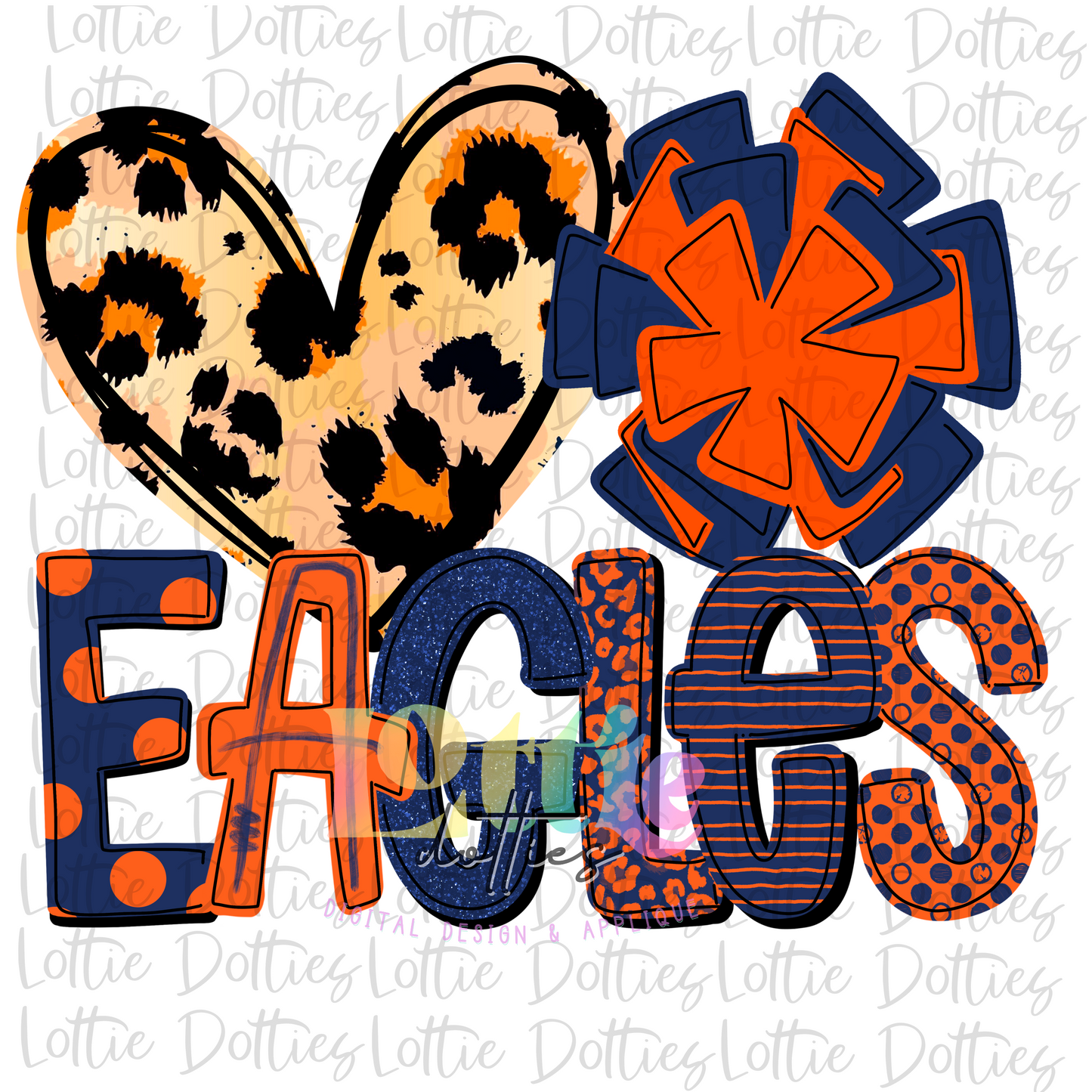 Heart Pom Eagles - PNG - Eagles - sublimation design - Digital Download