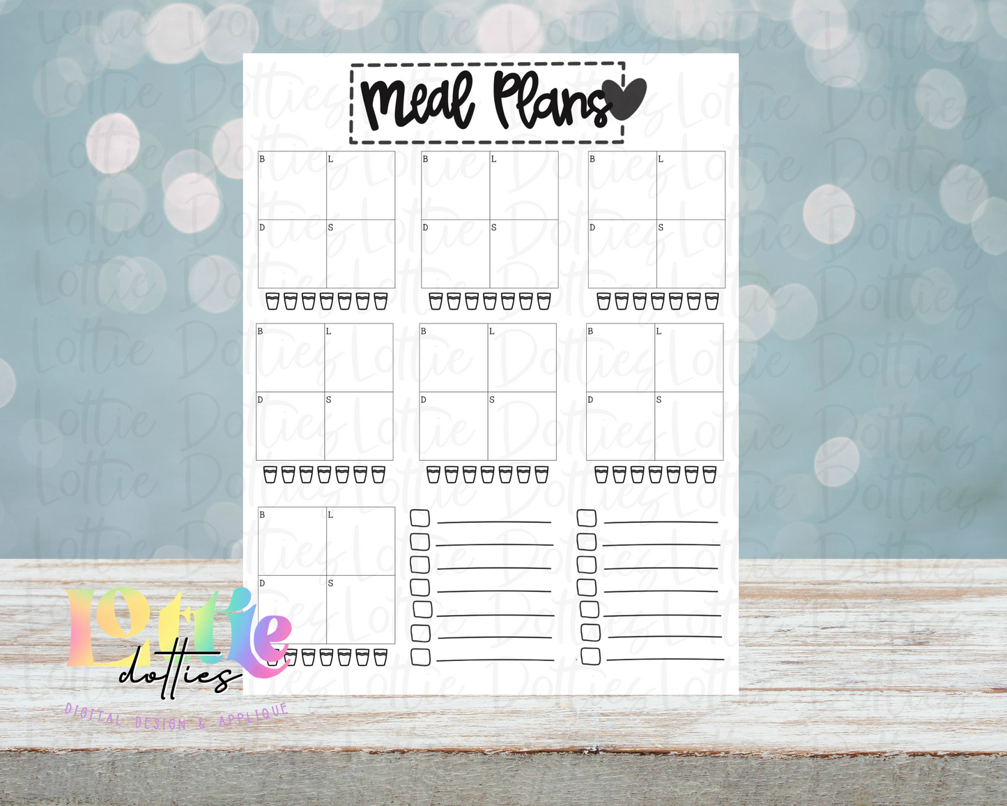 Weekly Meal Plan PNG - Meal Plan Sublimation - Digital Download