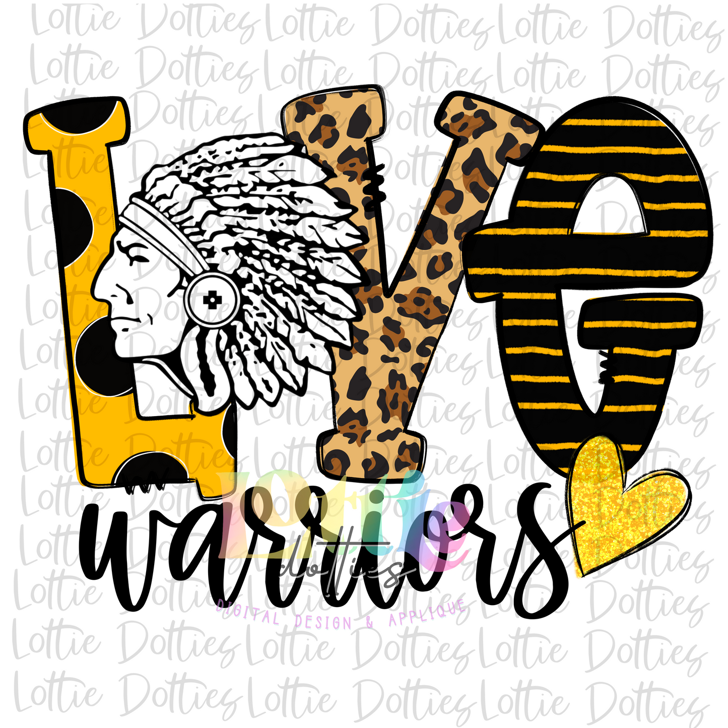 Love Warriors Png - Warriors Sublimation- Digital Download - Black and Gold