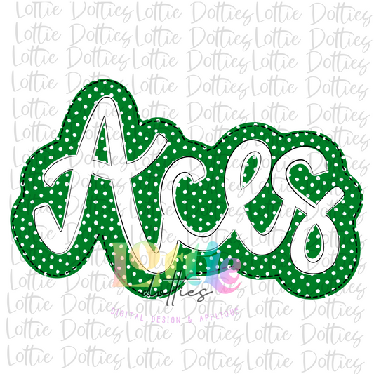 Aces PNG - Aces sublimation design - Digital Download - Green and White- fa team dot