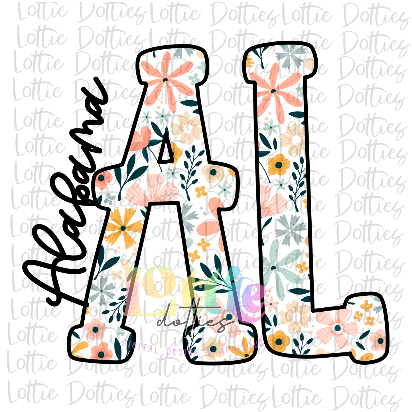 AL PNG - Alabama Sublimation - Digital Download - Floral