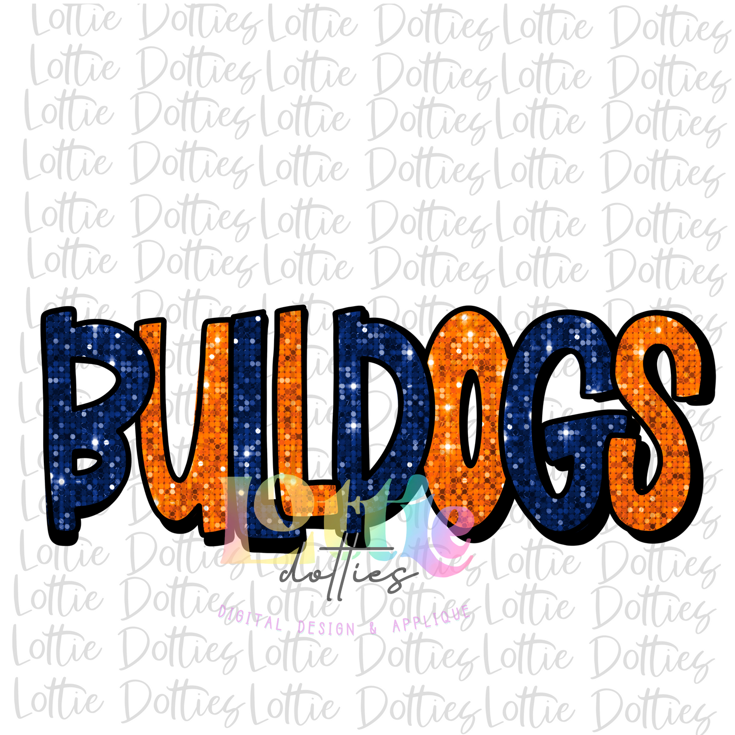 Bulldogs - PNG - Bulldogs - Navy and Orange Rhinestone - Sublimation Design - Digital Download