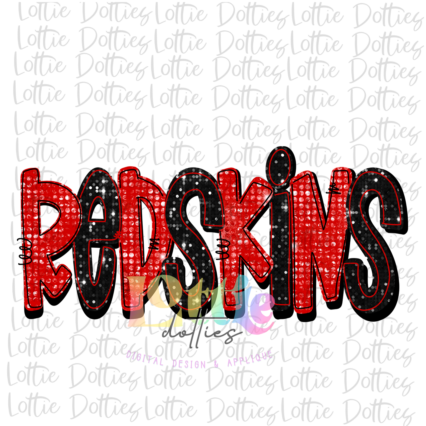 Redskins PNG - Redskins Sublimation - Digital Design - Red and Black Rhinstone