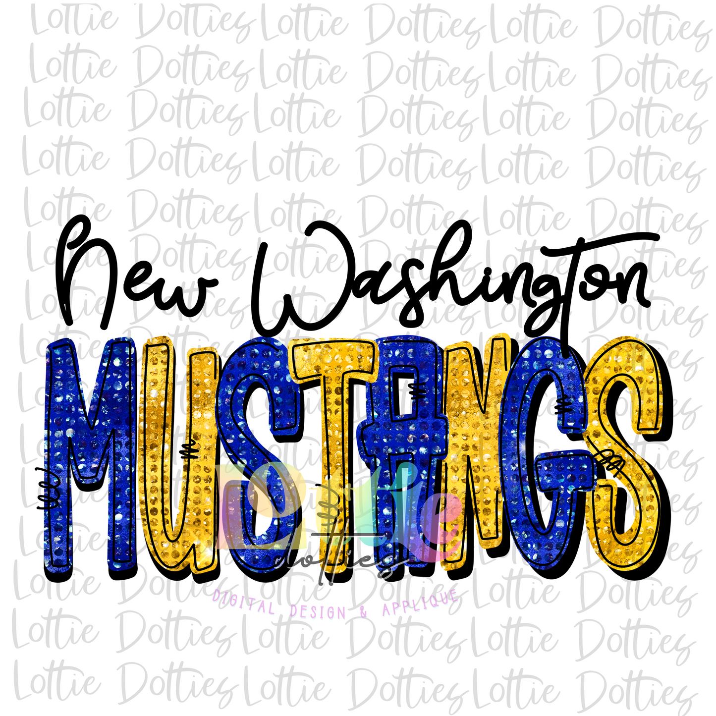New Washington Mustangs PNG - Mustangs - sublimation design - Digital Download - Blue and Gold