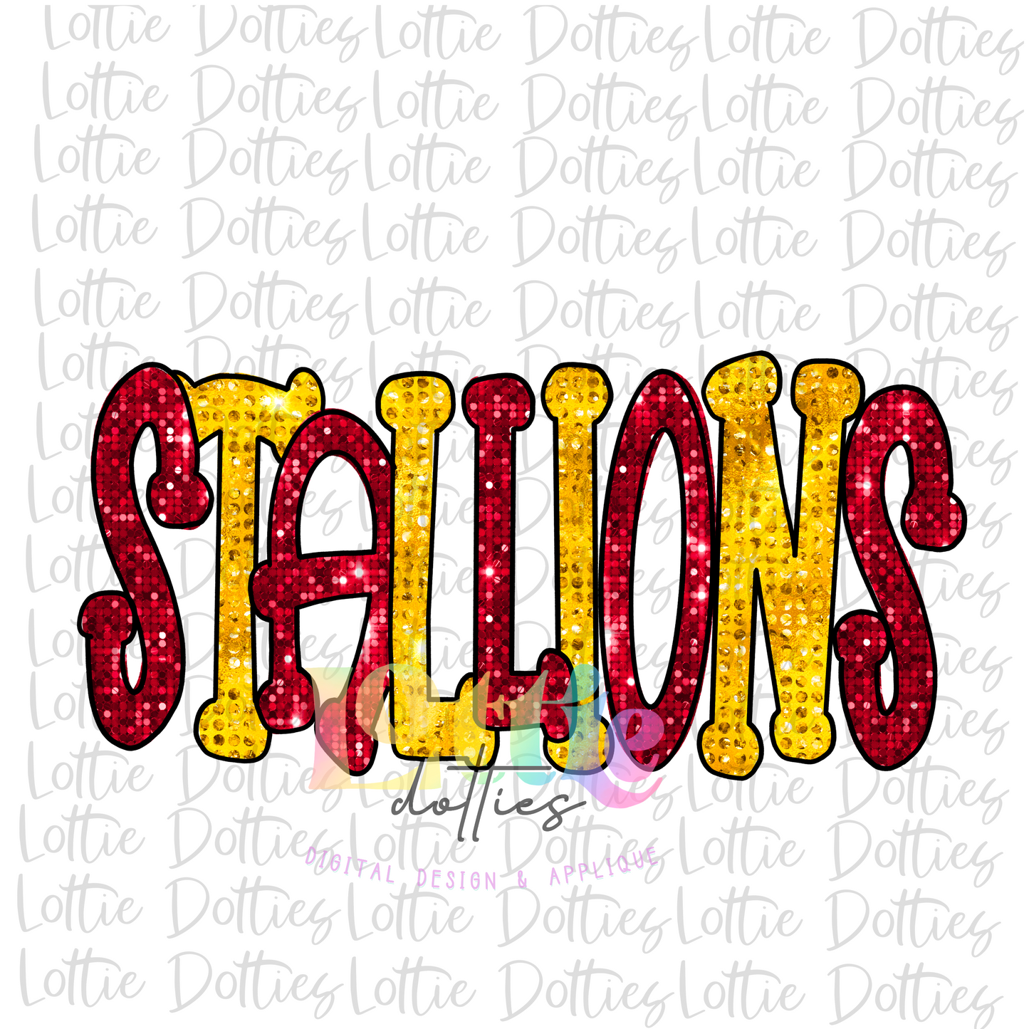 Stallions PNG - Stallions - sublimation design - Digital Download - Crimson and Gold Rhinestone