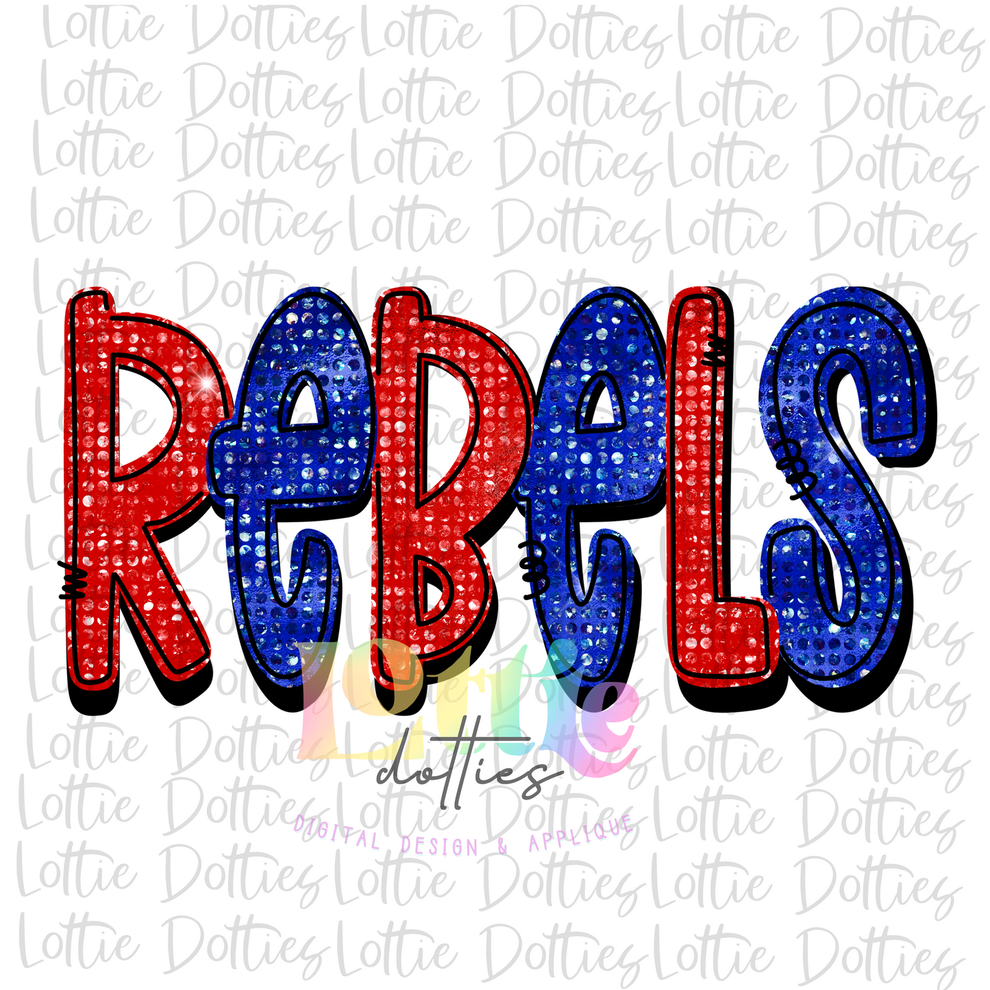 Rebels PNG - Instant Download - Digital Download - Rebels Sublimation Design - Red and Blue Rhinestone