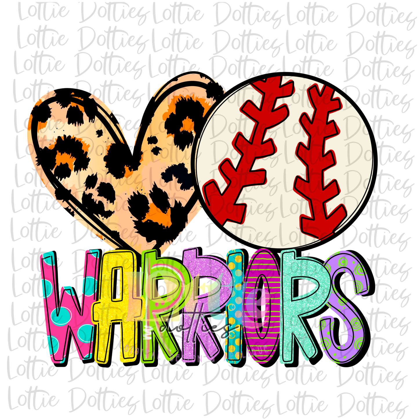 Love Baseball - Warriors Png - Mascot - Sublimation Design - Digital Download