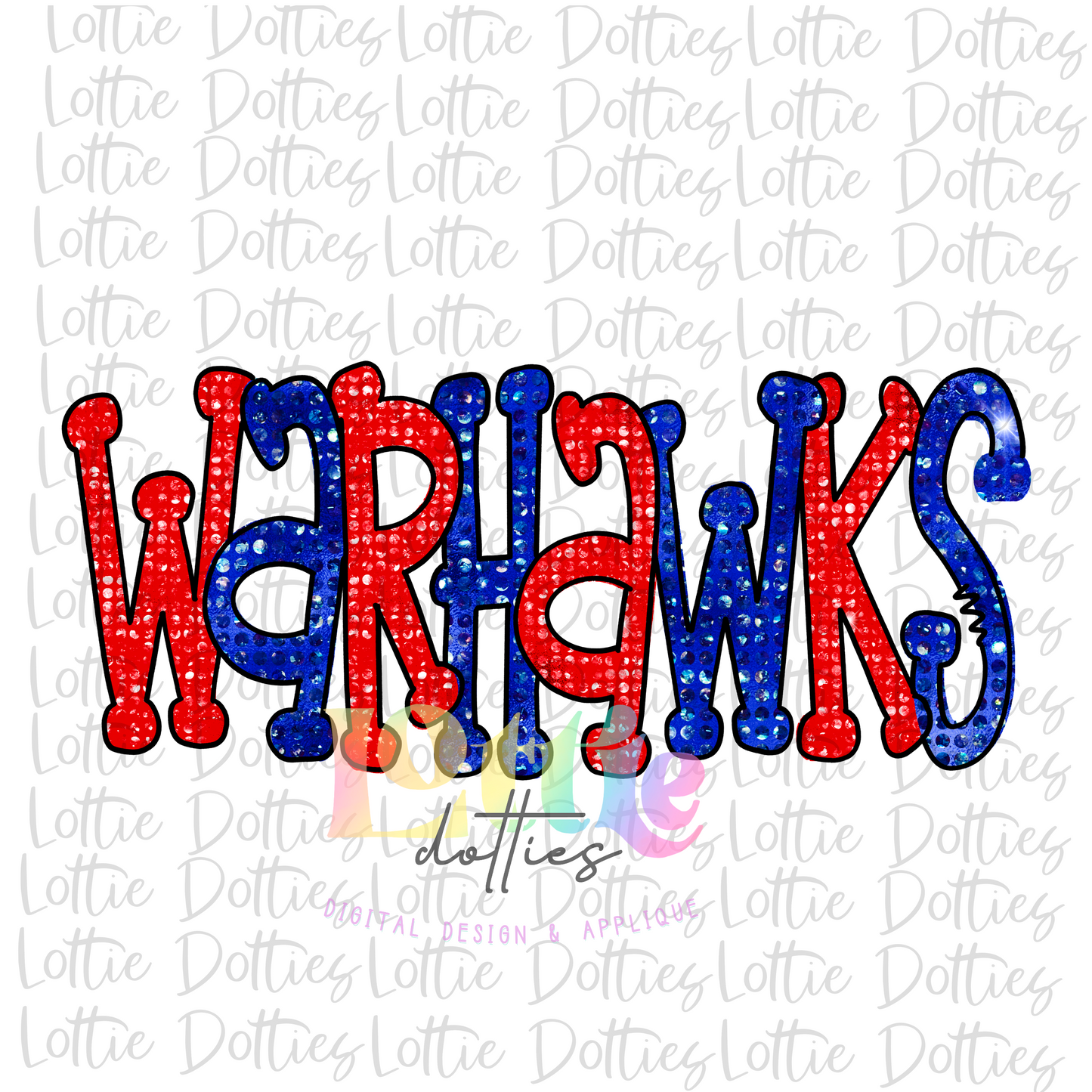 Warhawks Png - Mascot Sublimation Design - Digital Download Royal and Red Rhinestone