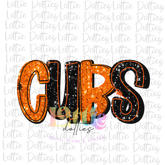 Cubs PNG - Cubs  -  sublimation design - Digital Download - Orange and Black Rhinestone