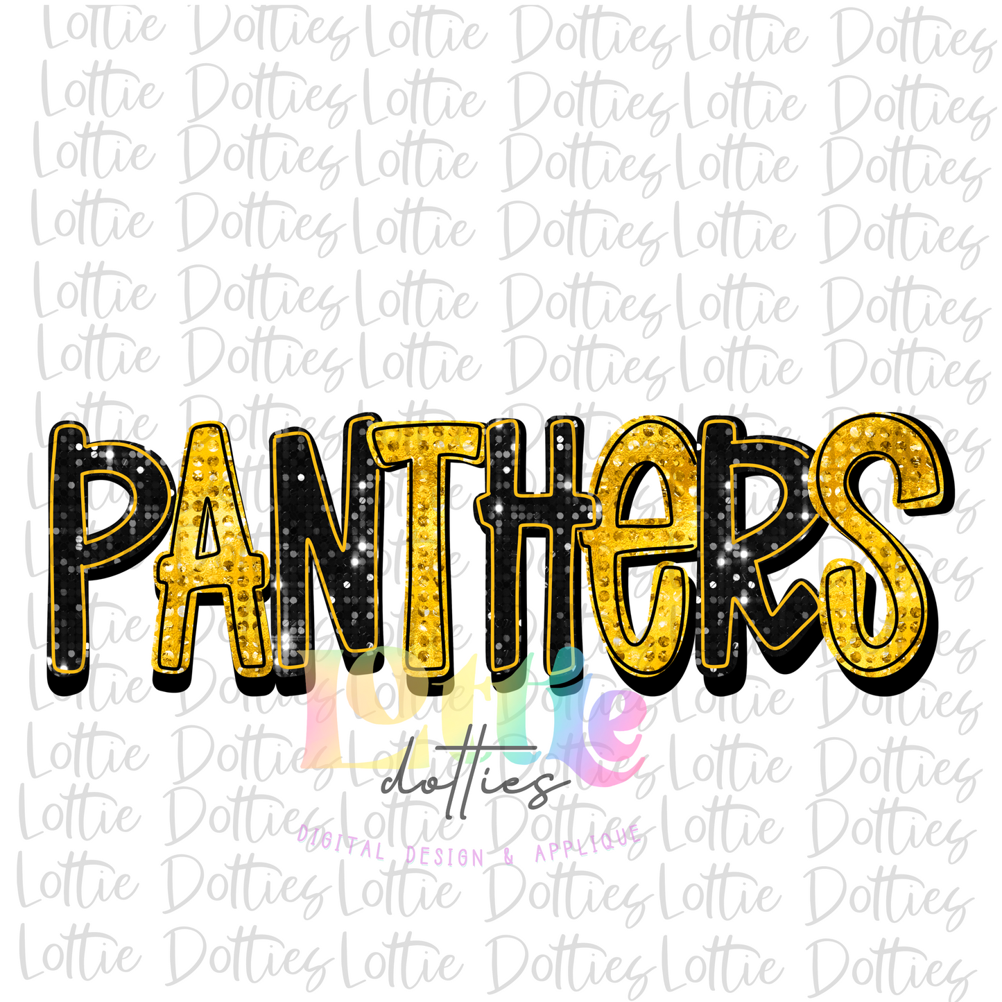 Panthers PNG - Panthers Sublimation - Digital Download - Black and Gold Rhinestone