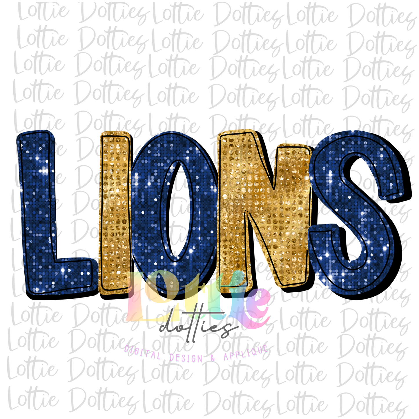 Lions PNG - Lions - sublimation design - Digital Download - Navy and Vegas Gold Rhinestone