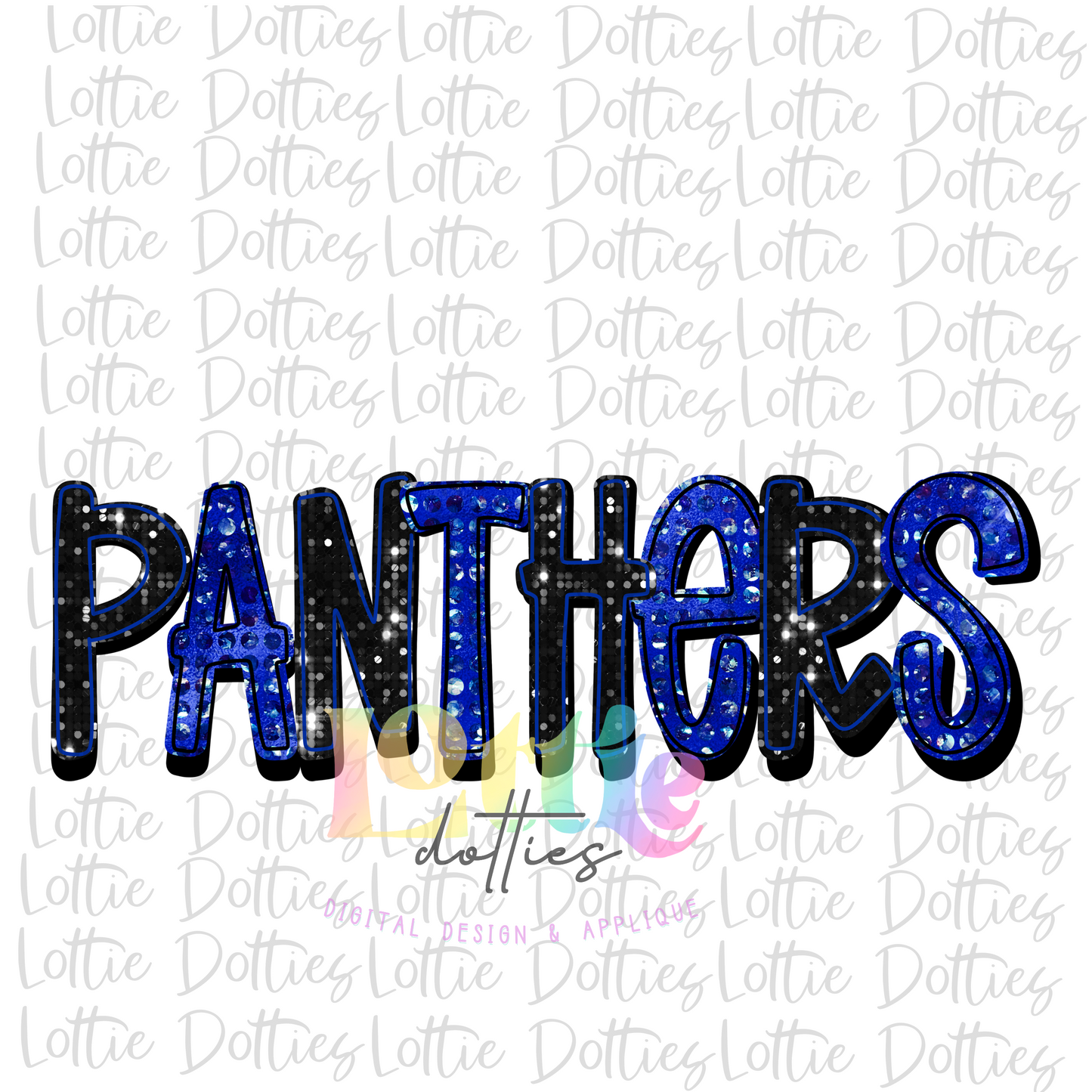 Panthers PNG - Panthers Sublimation - Digital Download - Blue and Black Rhinestone