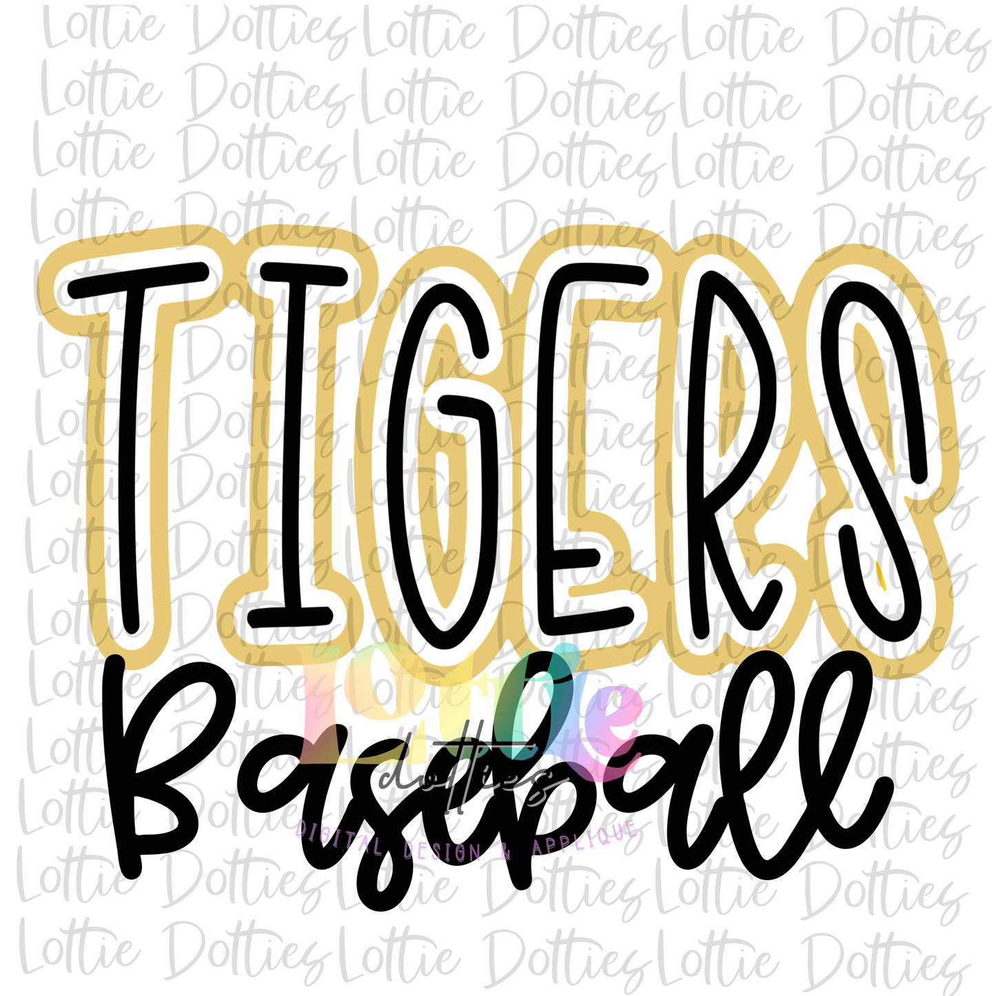 Tigers Baseball Png - Tigers Sublimation Design - Digital Download - Black and Gold
