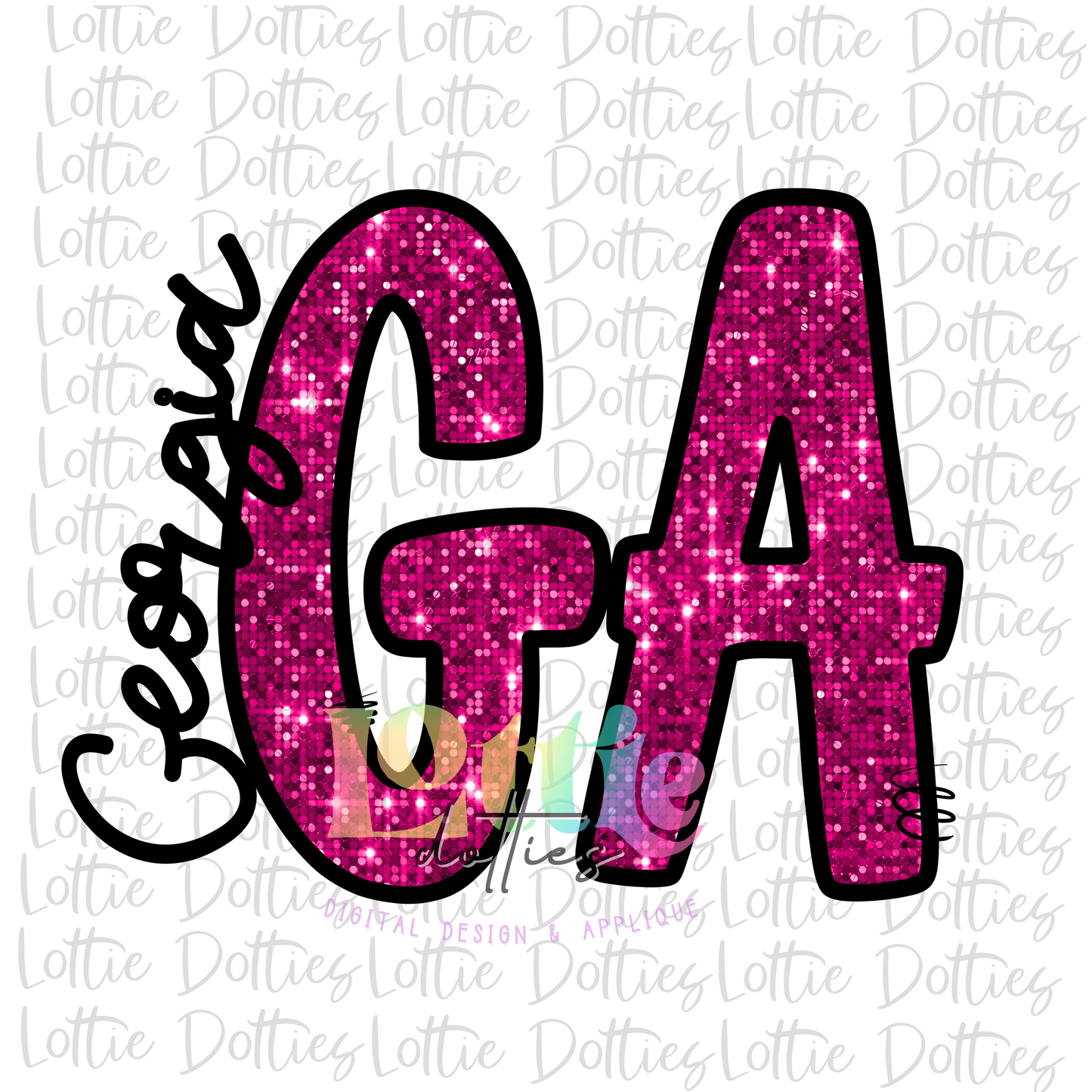 Georgia Png - GA Sublimation - Digital Download - Pink Rhinestone