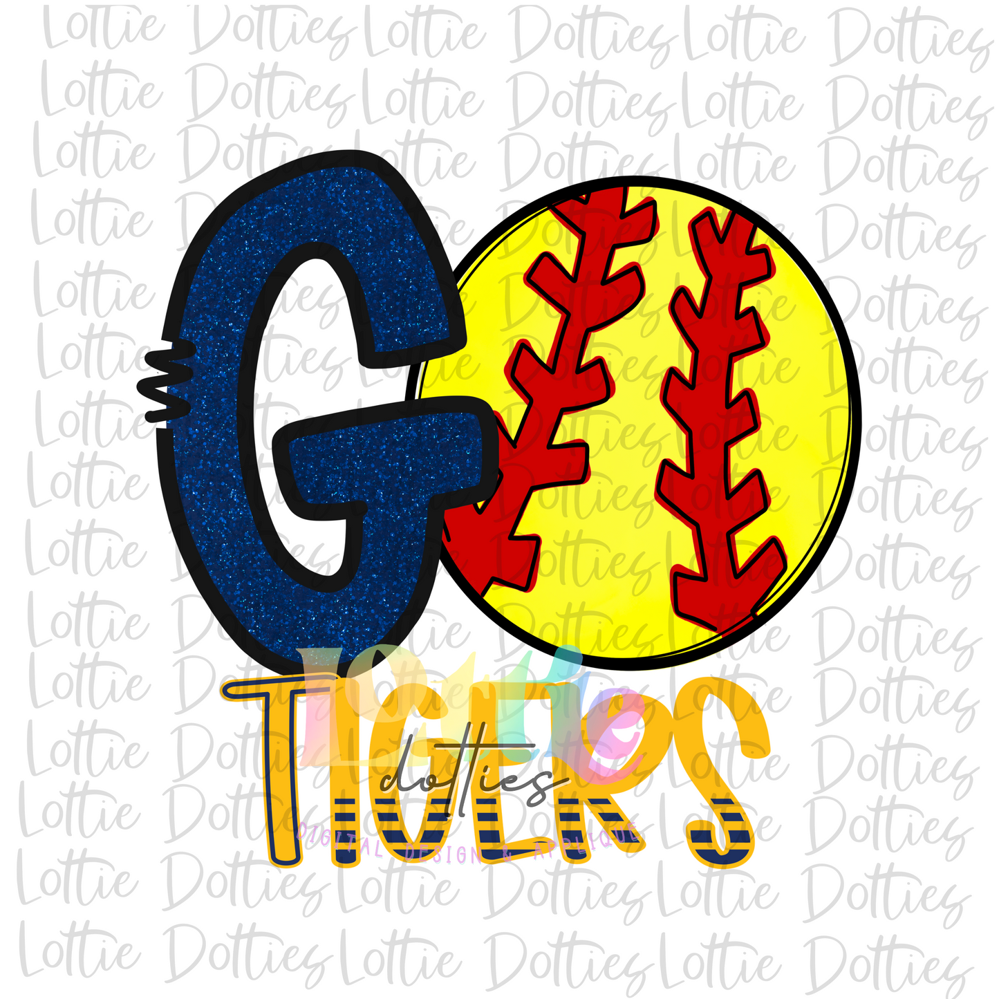 Go Tigers PNG - Tigers Softball Sublimation - Digital Download - Navy and Gold