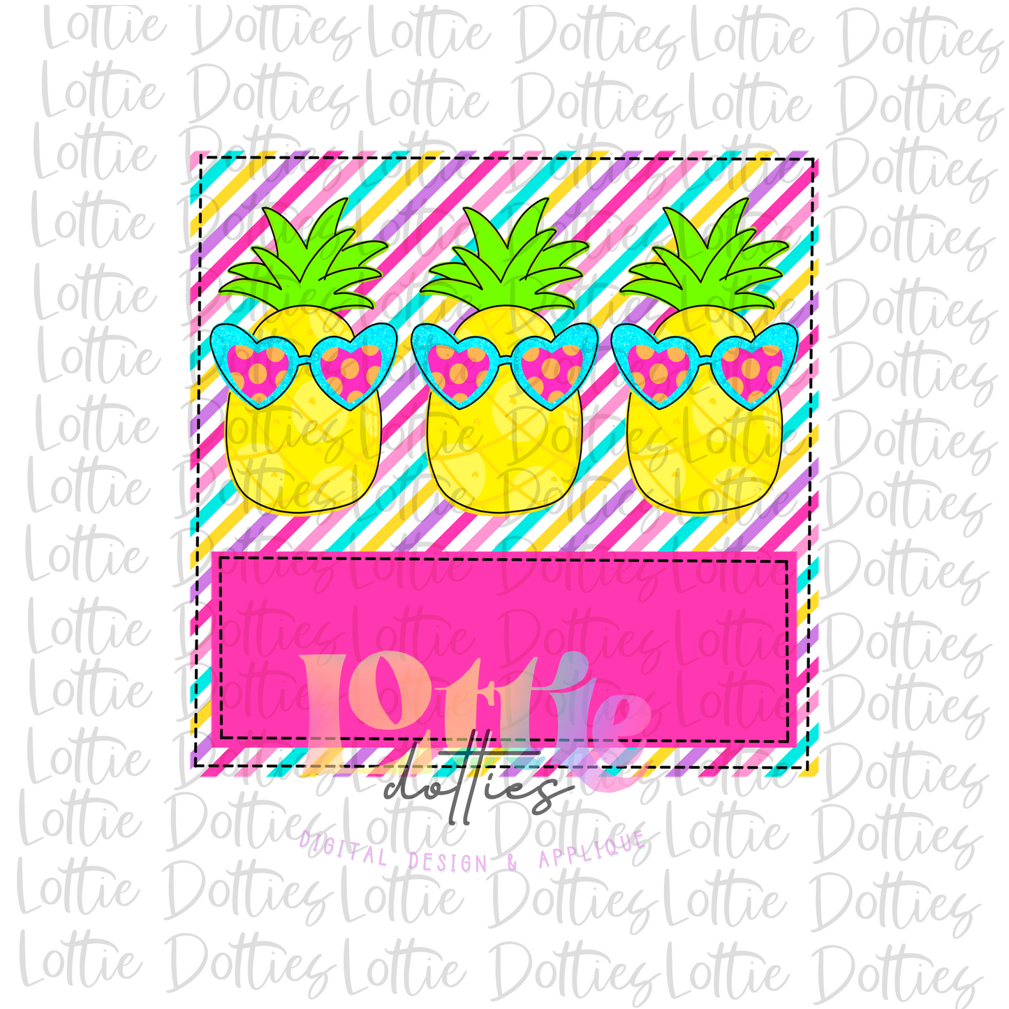 Faux Applique Pineapple PNG - Pineapple Box Sublimation - Digital Download