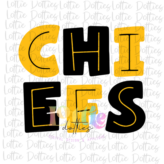 Chiefs Png - Chiefs - Digital Download - Sublimation  Design - Black and Gold