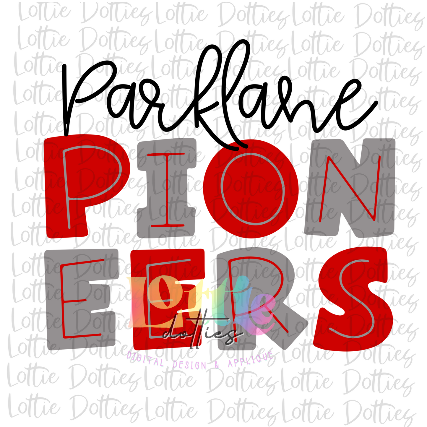 Pioneers Parklane Png - Pioneers Sublimation - Digital Download - Red and Gray