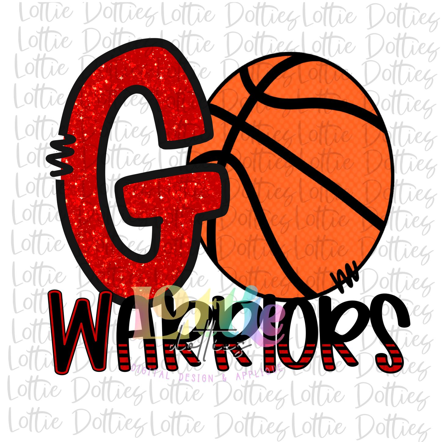 Go Warriors Basketball Png - Mascot Sublimation Design - Digital Download