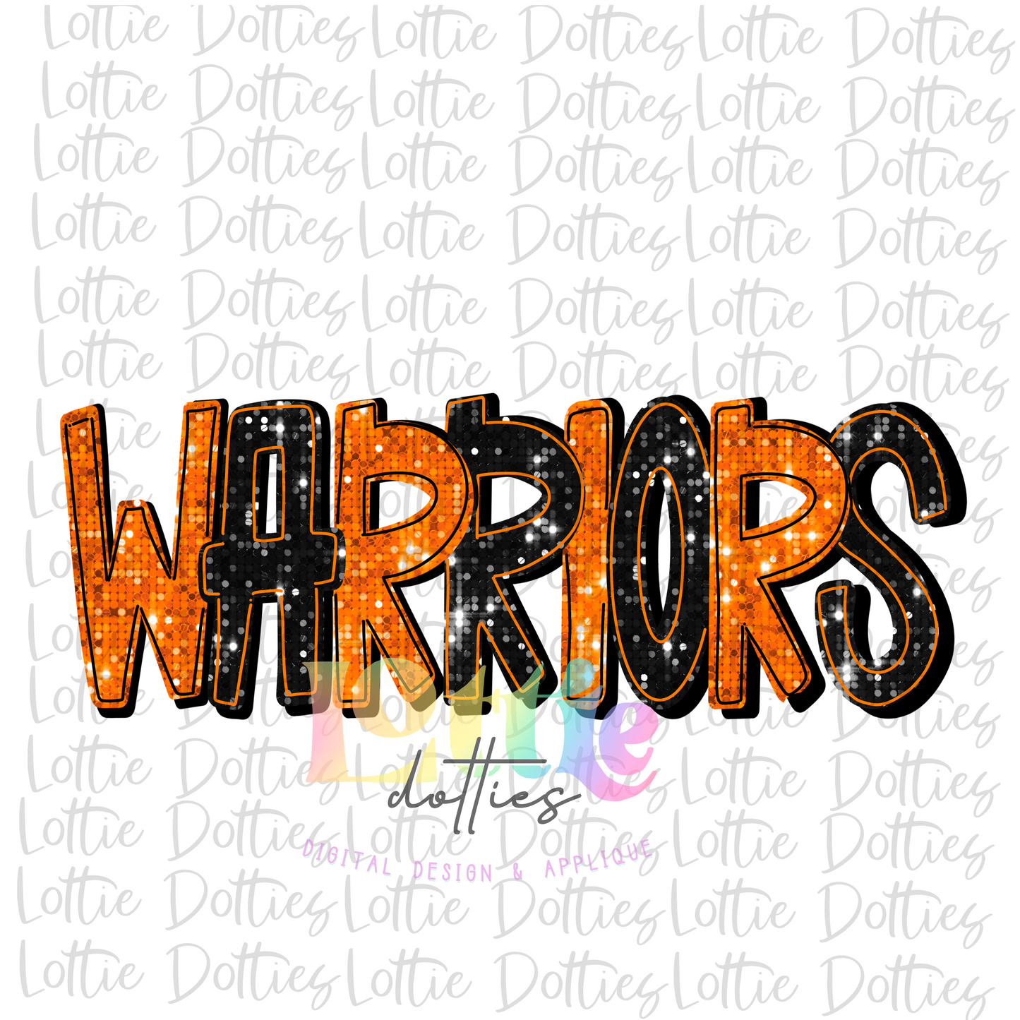 Warriors - PNG - sublimation design - Digital Download - Orange and Black Rhinestones