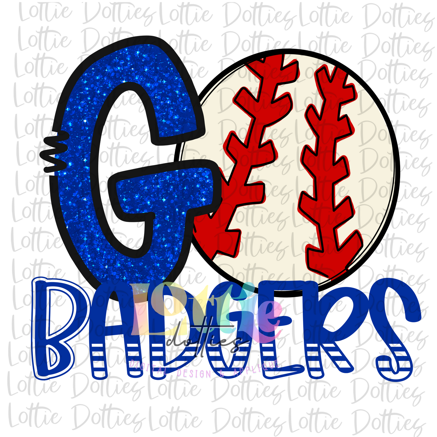 Go Badgers Baseball PNG - Badgers Sublimation design - Digital Download - Royal and White