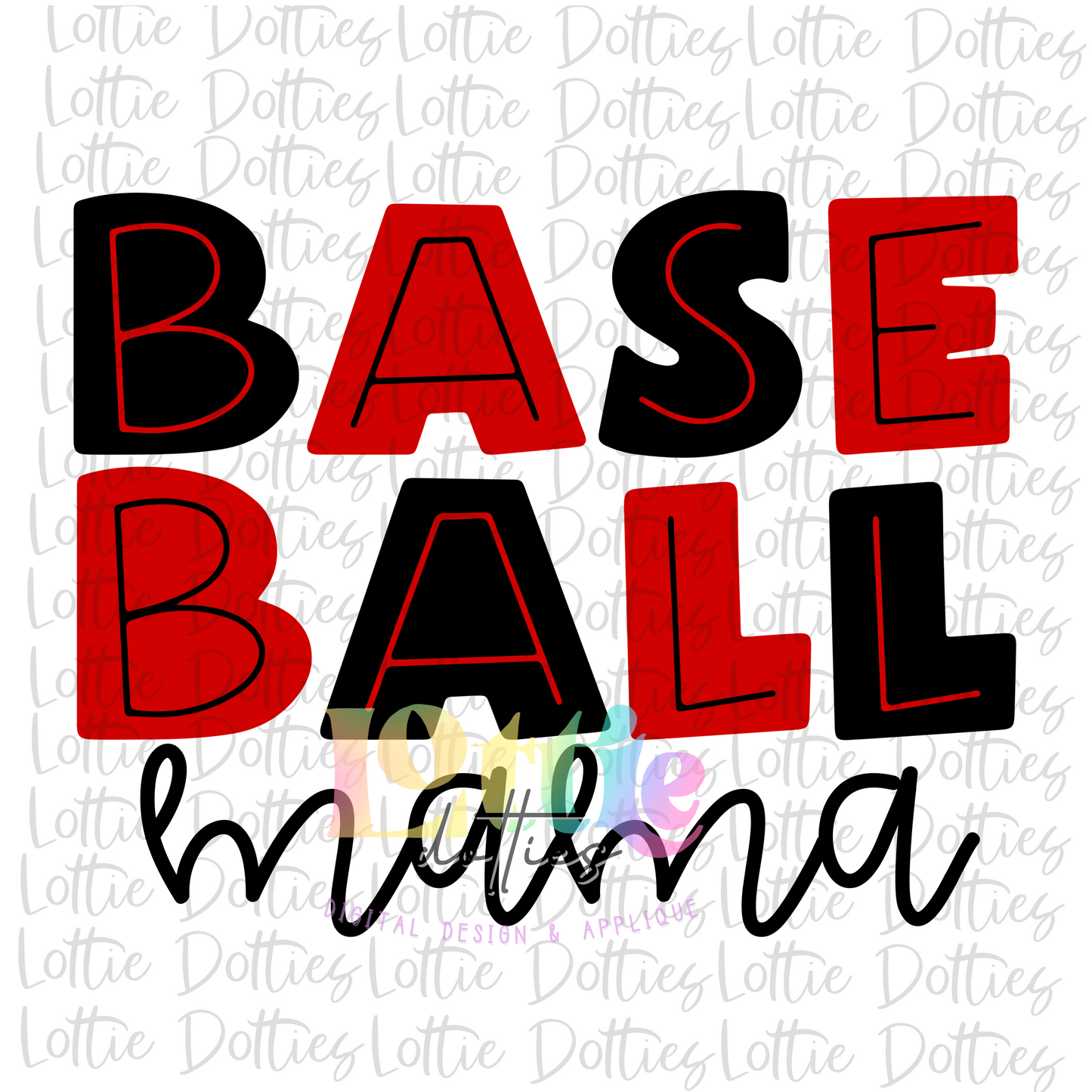 Baseball Mama Png - Baseball Design - Baseball Sublimation - Red and Black