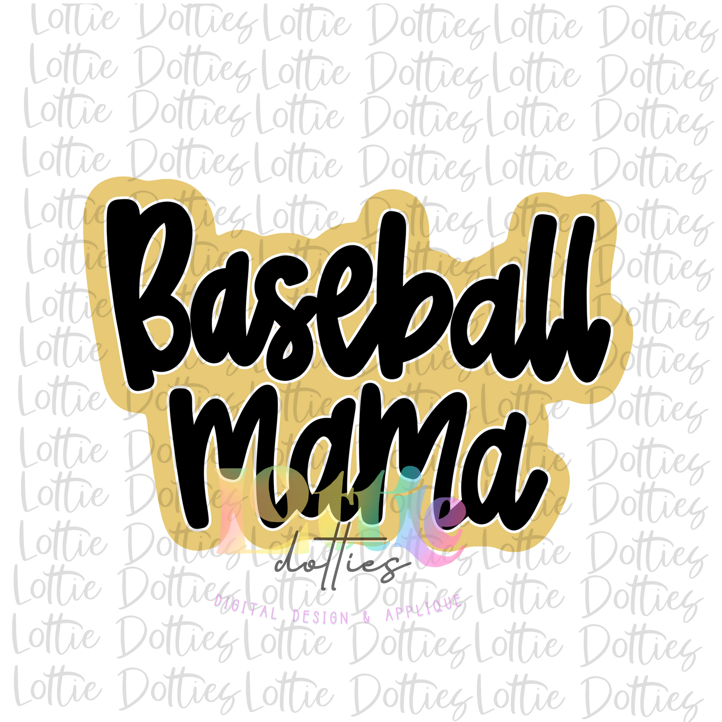 Baseball Mama Png - Baseball Design - Baseball Sublimation - Black and Vegas Gold