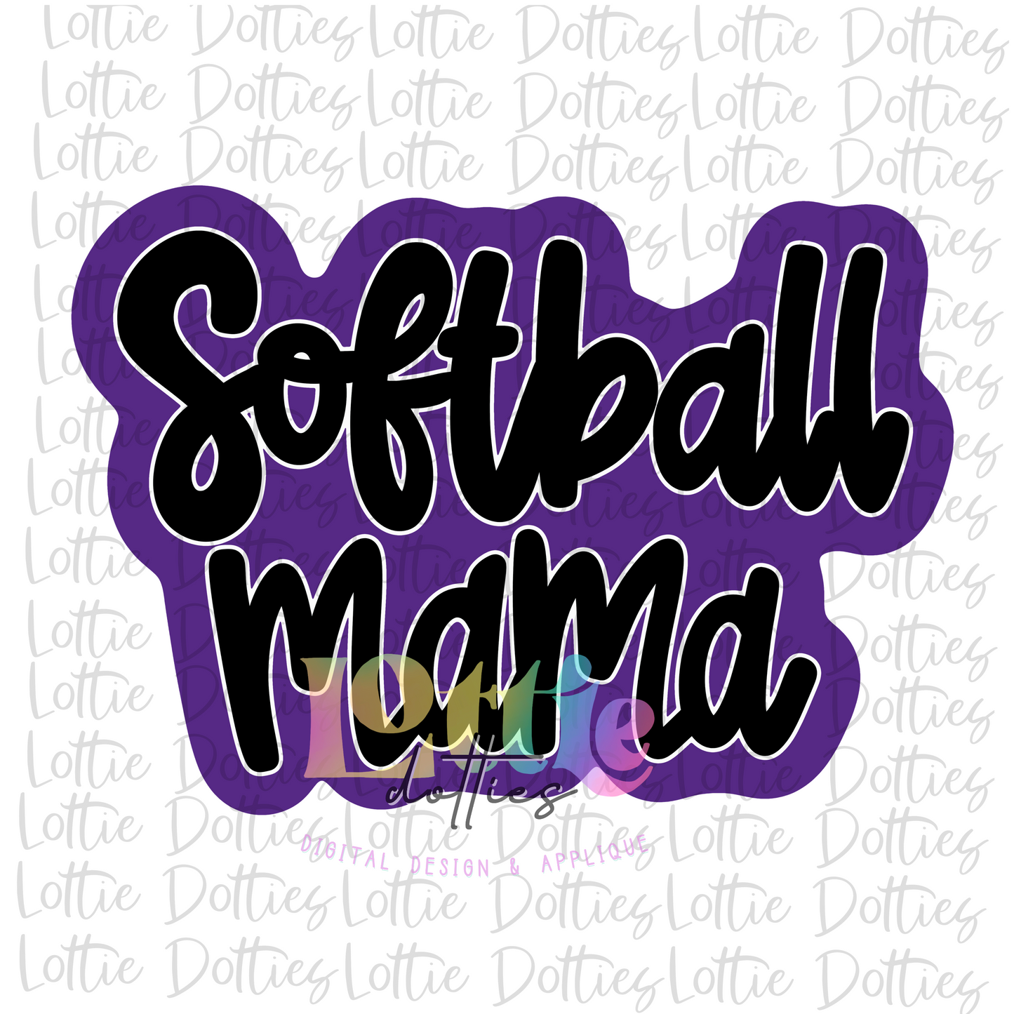 Softball Mama Png - Softball Sublimation - Digital Download - Purple and Black