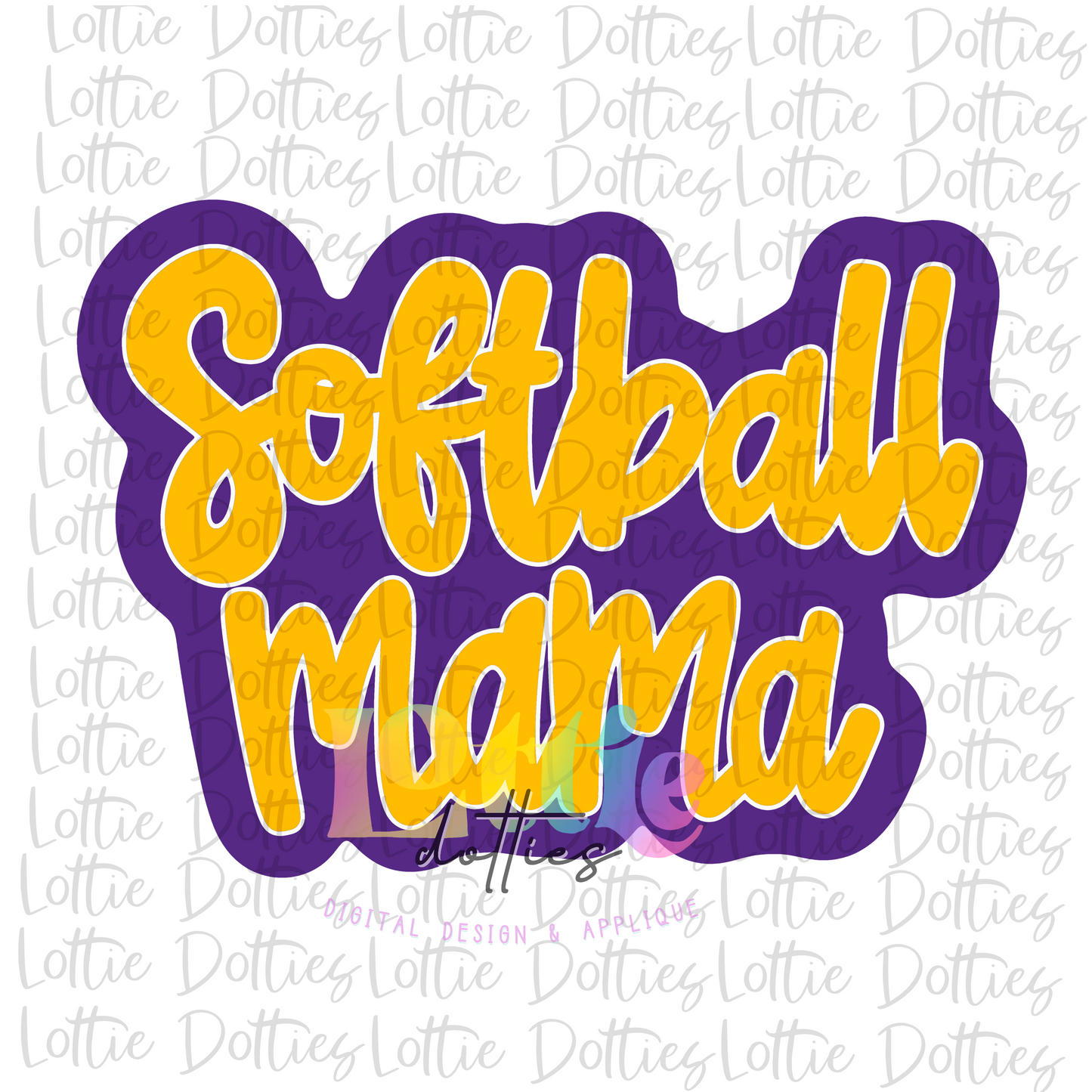 Softball Mama Png - Softball Sublimation - Digital Download - Purple and Gold