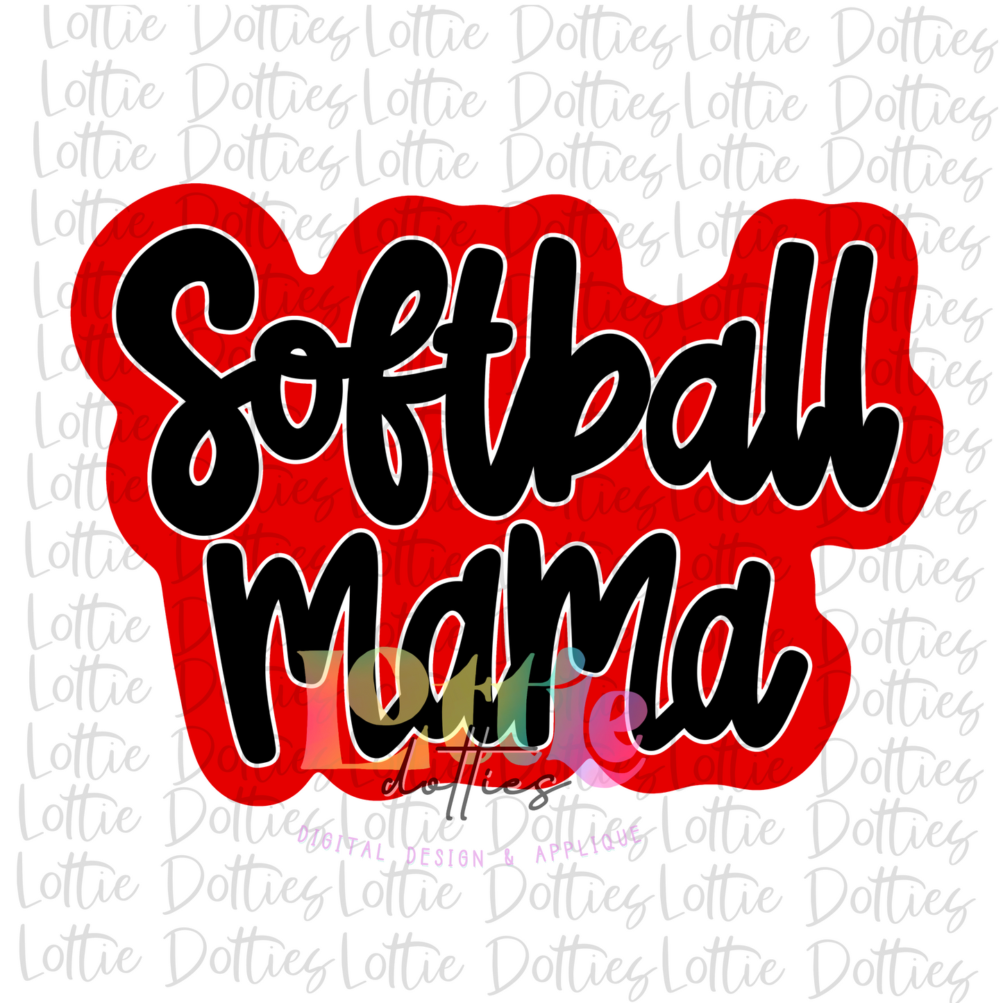 Softball Mama Png - Softball Sublimation - Digital Download - Red and Black