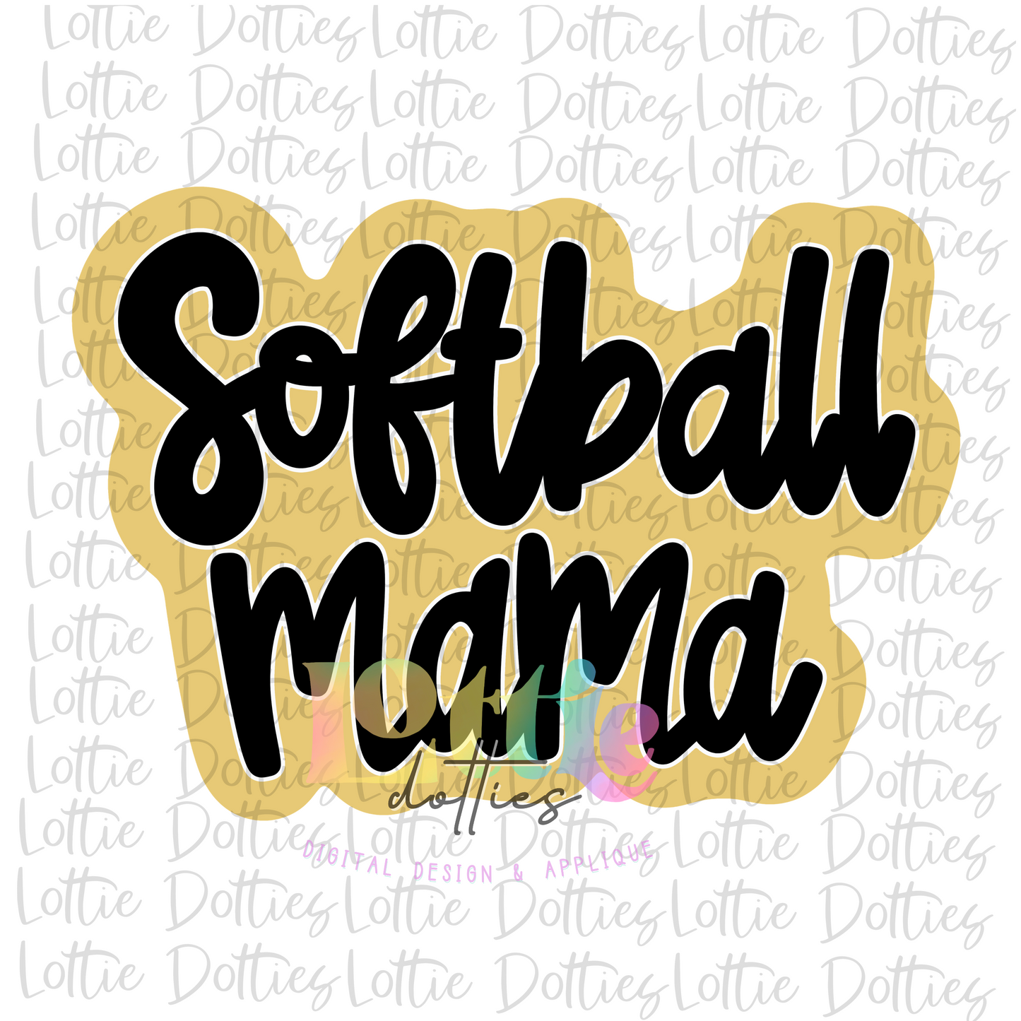 Softball Mama Png - Softball Sublimation - Digital Download - Black and Vegas Gold