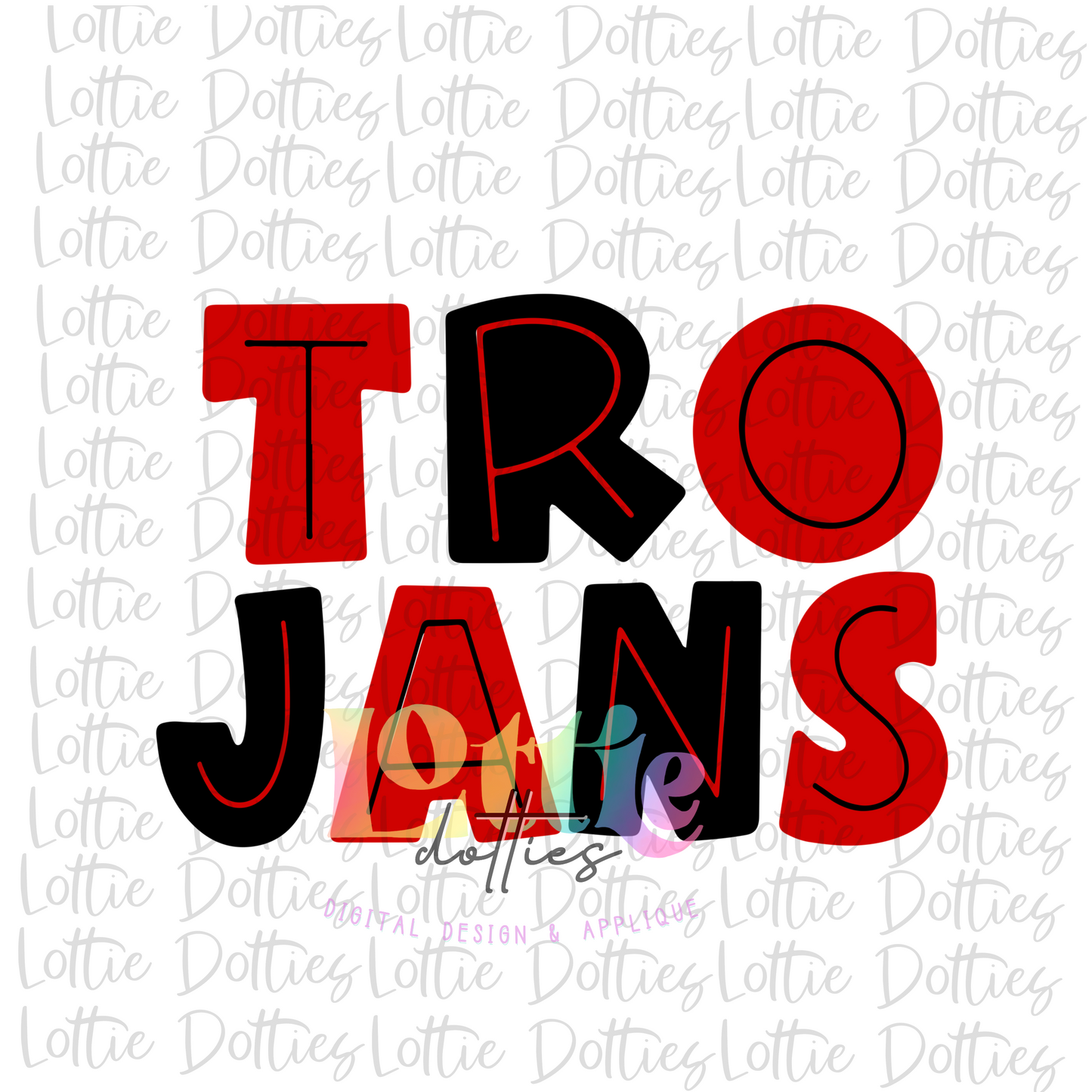 Trojans PNG - Trojans Sublimation Design - Black and Red - Digital Download