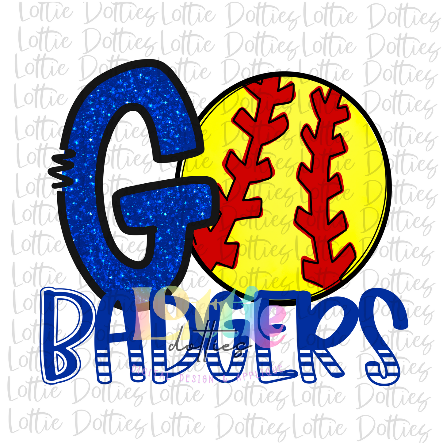 Go Badgers Softball PNG - Badgers Sublimation design - Digital Download - Royal and White