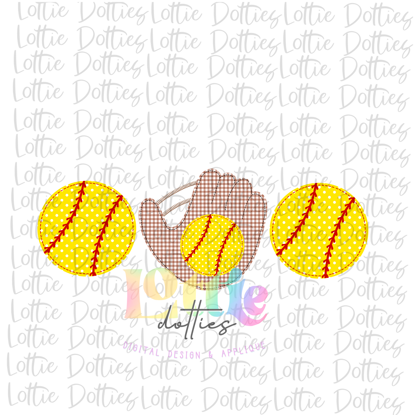 Softball Trio PNG - Softball Sublimation - Digital Download - Faux Applique