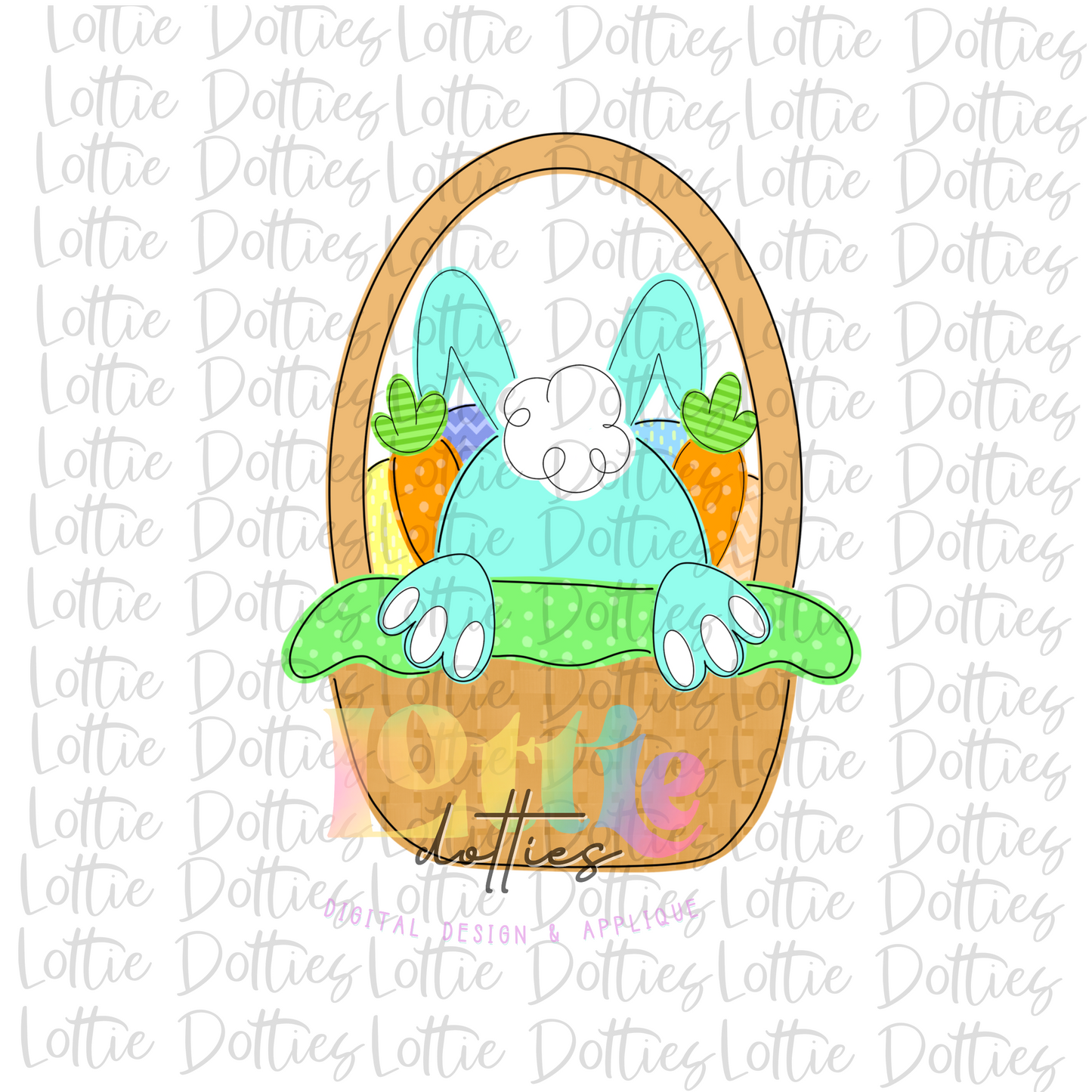Easter Basket PNG - Easter Sublimation - Digital Download - Blue Bunny