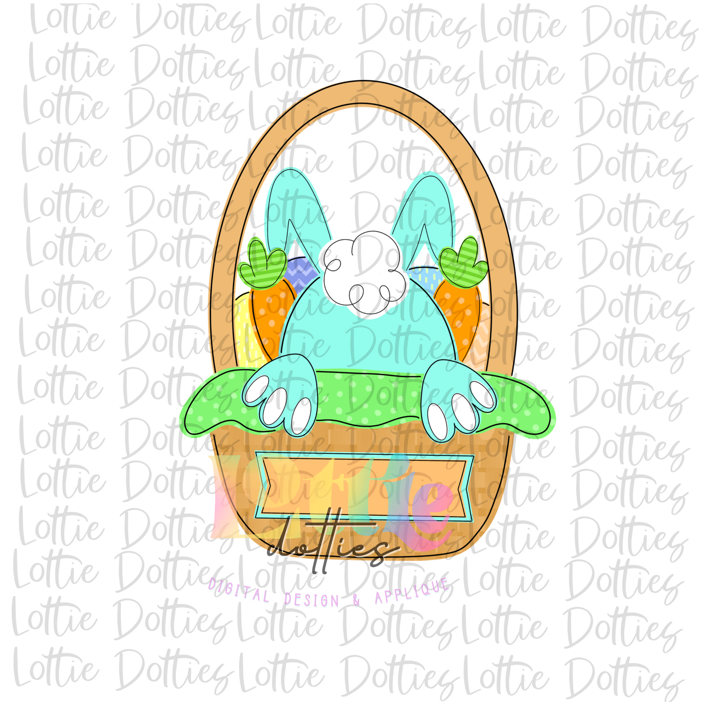 Easter Basket PNG - Easter Sublimation - Digital Download - Blue Bunny with Name