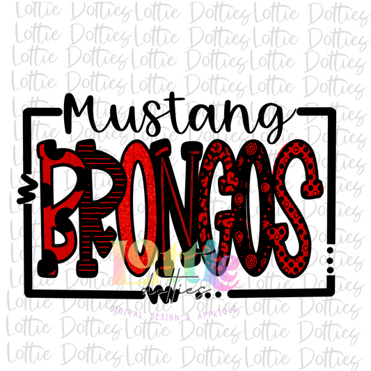Mustang Broncos -  PNG   -  Broncos sublimation design - Digital Download - Red and Black