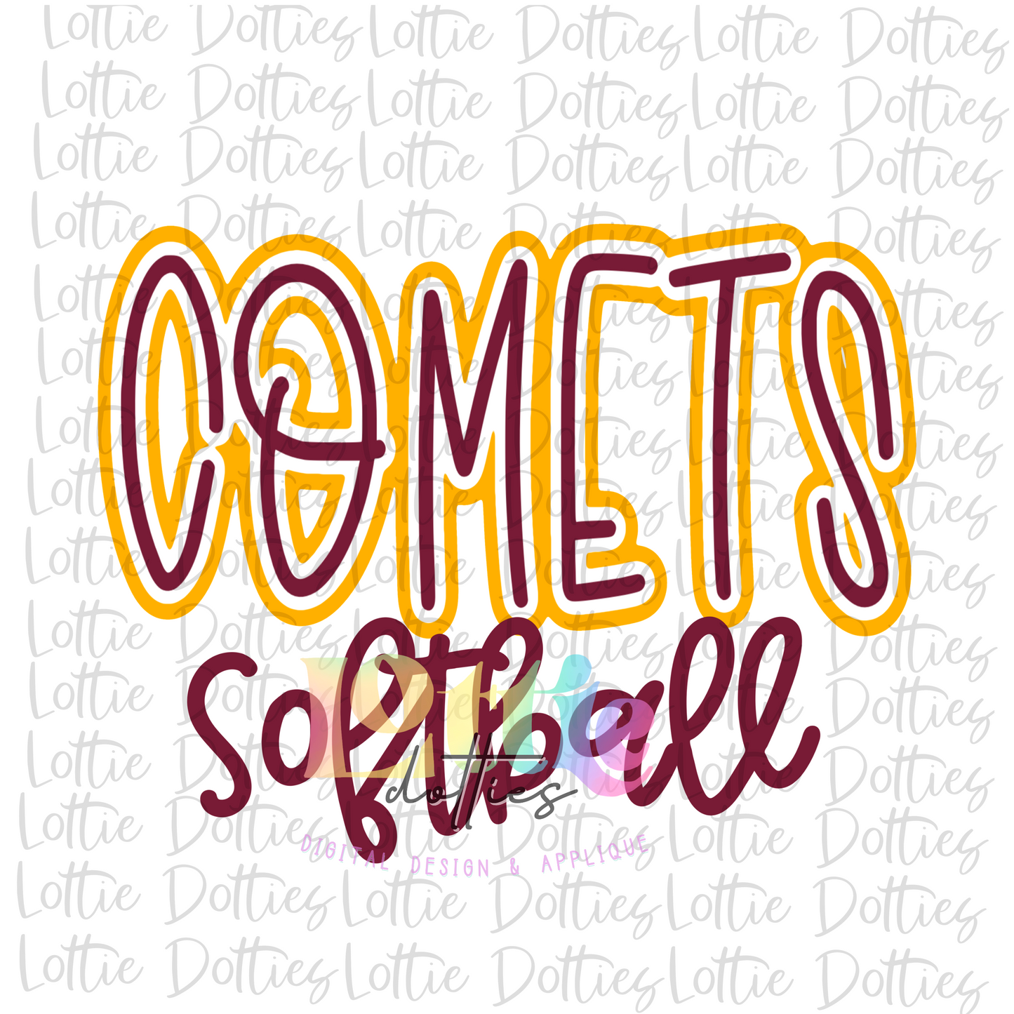 Comets Softball - PNG - Comets - Sublimation - Digital Download - Gold and Maroon