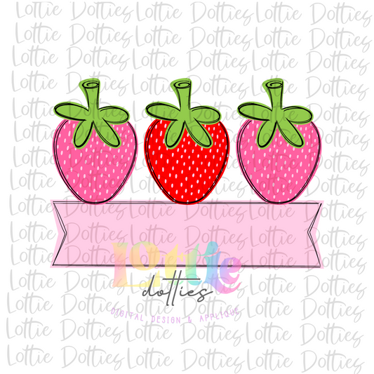 Strawberries  Banners PNG - Strawberries Sublimation - Red and Pink Strawberries