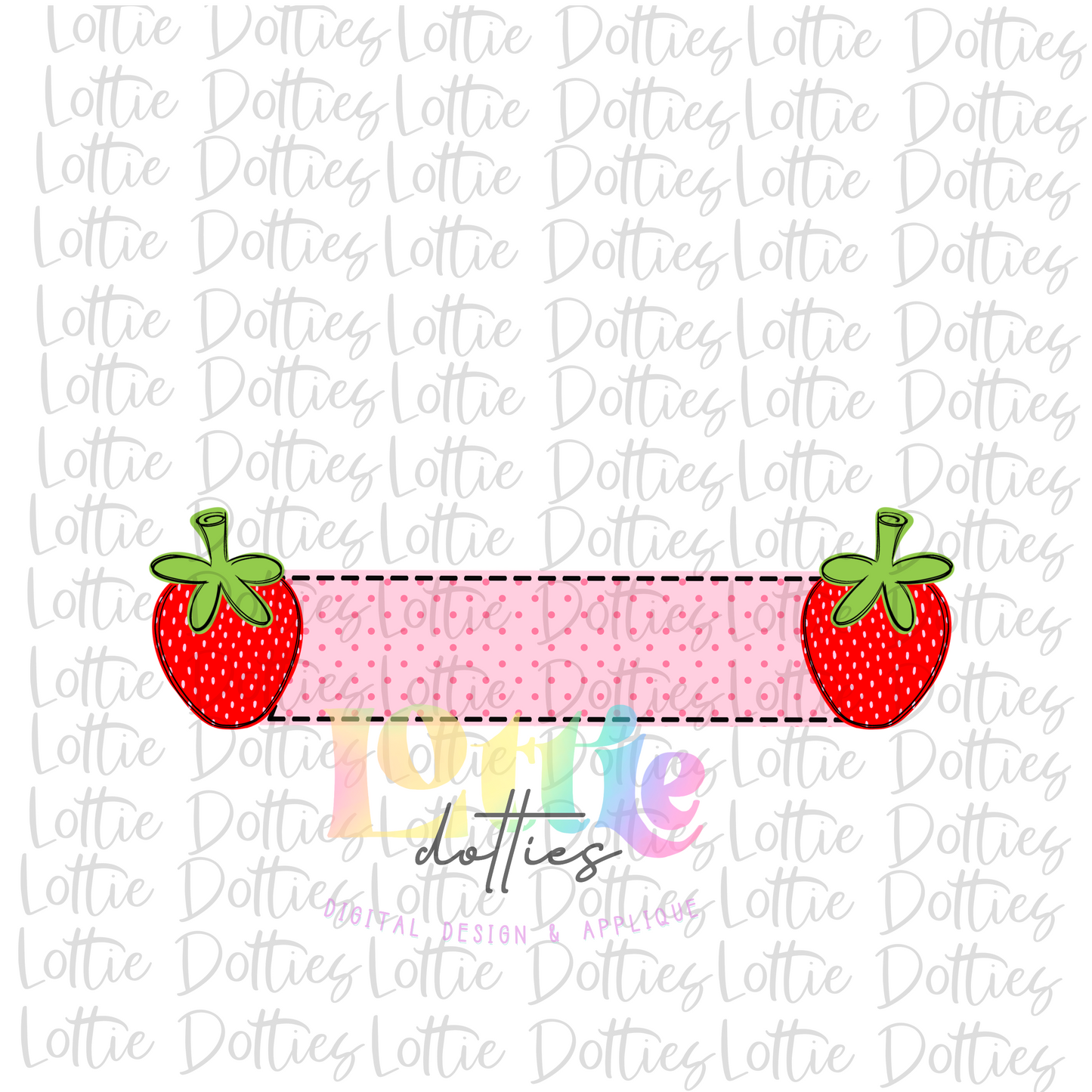 Strawberries Name Banners PNG - Strawberries Sublimation - Pink Dots