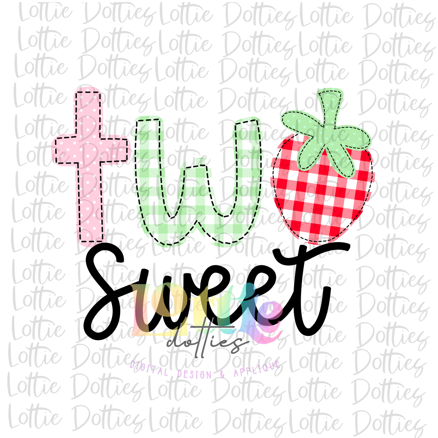 TWO Sweet PNG - Strawberry Birthday Sublimation - Red Strawberry