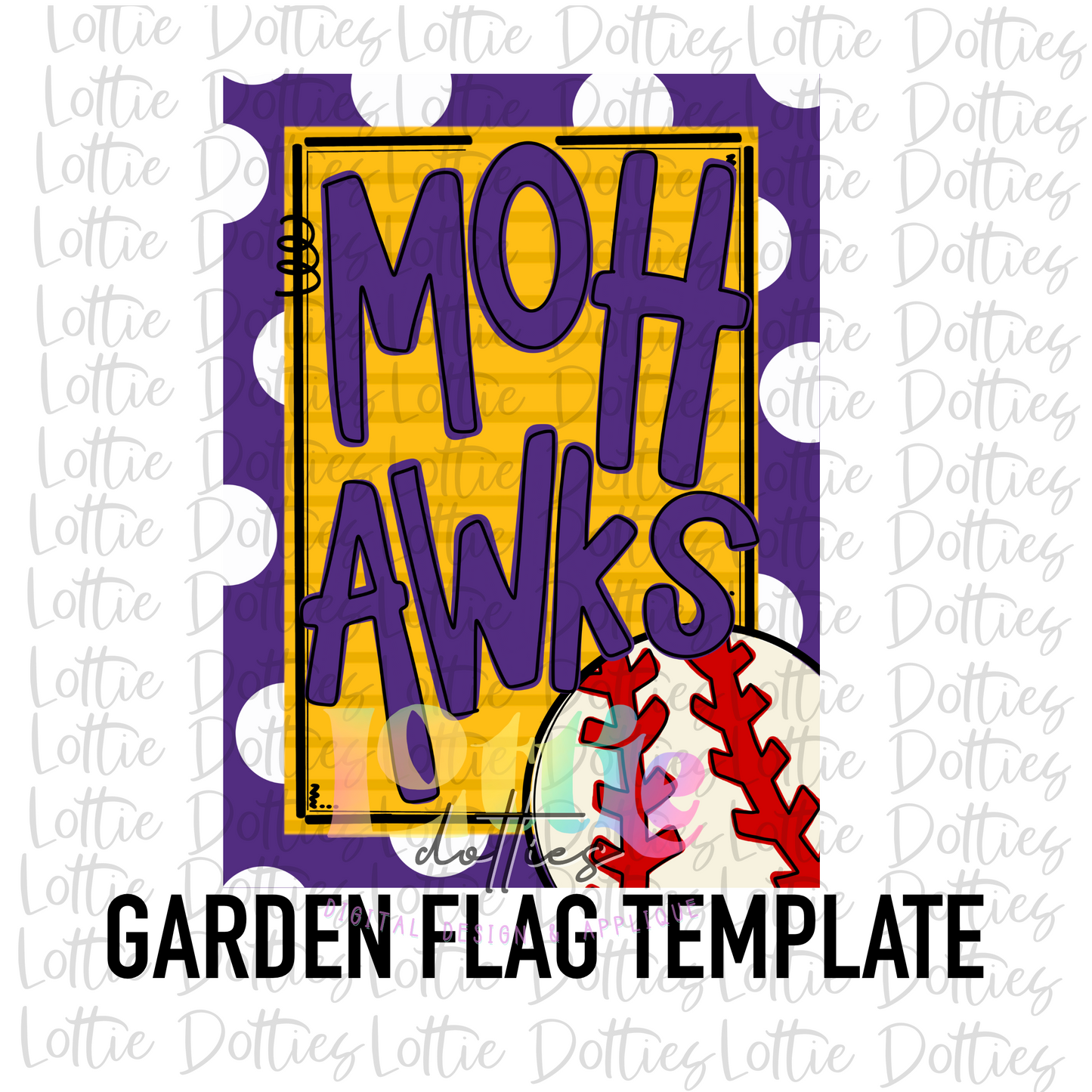 Mohawks Baseball Flag PNG -Sublimation design - Digital Download - Purple and Gold