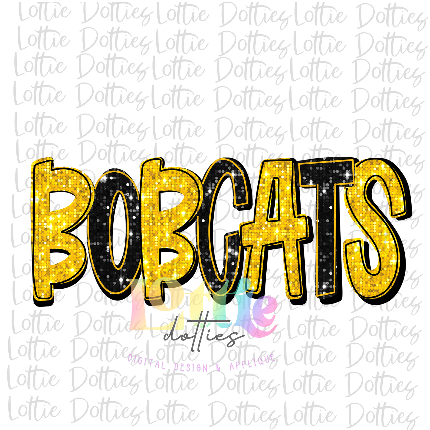 Bobcats PNG - Bobcats sublimation design - Digital Download - Black and Gold Rhinestone