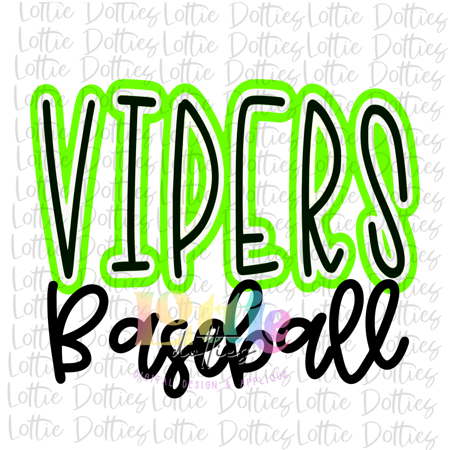Vipers Baseball PNG - Baseball - Vipers Sublimation - Digital Download - Neon Green and Black